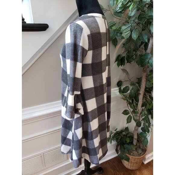 Tunic Dress Women's S White Black Check Round Neck Ruffle Sleeve Pullover - Picture 12 of 12